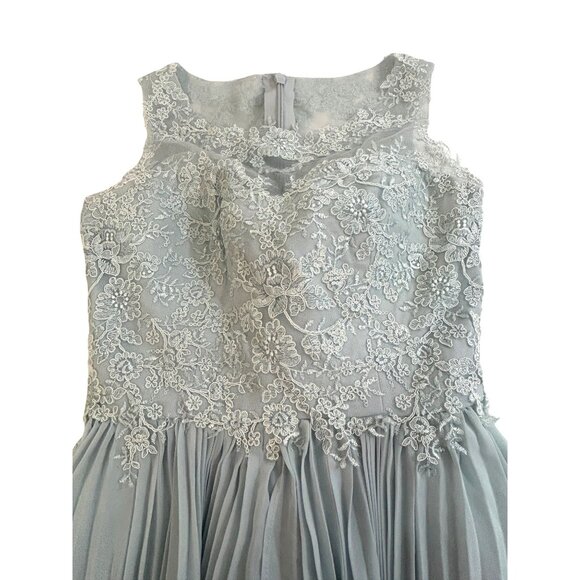 JJ’s House Cocktail Dress 4 Blue Green Lace Chiffon Pleats Sleeveless Party NWT - Picture 16 of 16